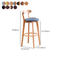 Scandinavische gestoffeerde voetsteun lage rugkruk 27.55 'Beech Bar Stool