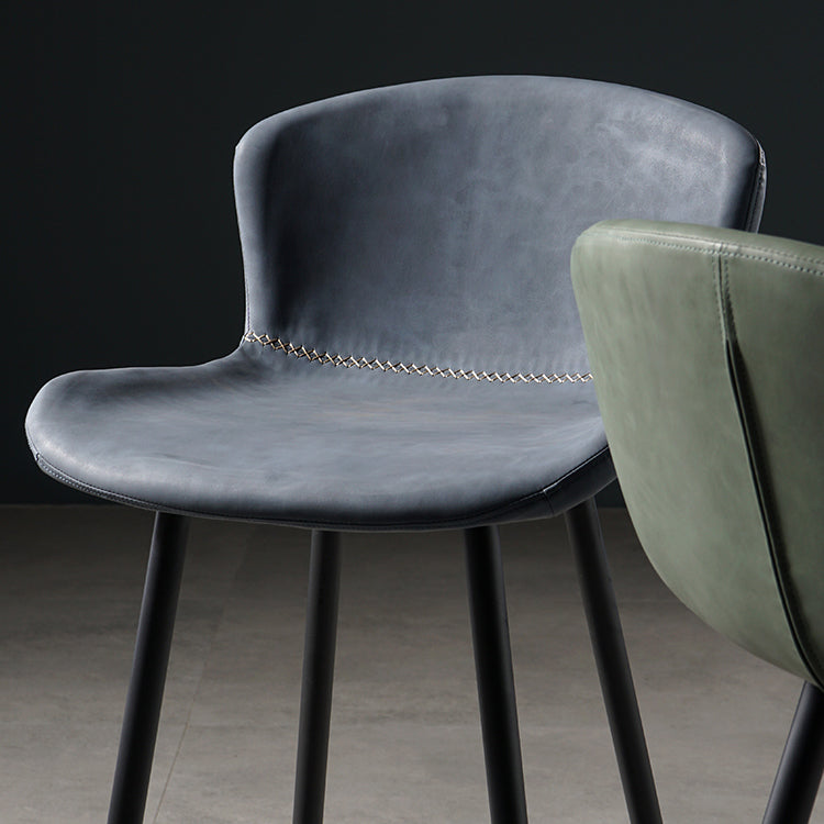 Taburete contemporáneo de barras de cuero PU para barra de cocina con barras de metal con patas de metal