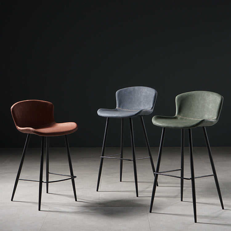 Sgabello da bar in pelle da bar contemporanei da bar per bar da cucina con gambe metalliche