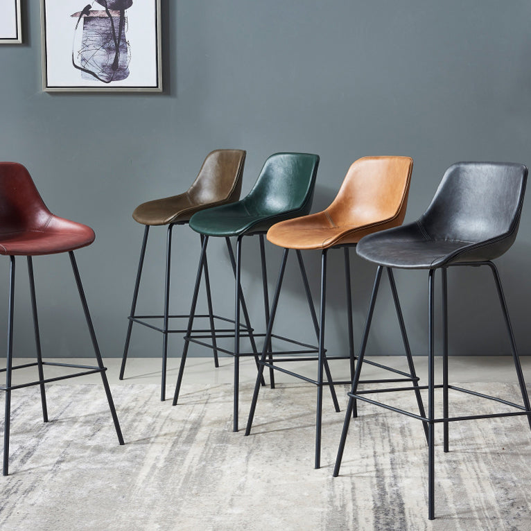 Contemporary Bar-stool PU Leather Counter Bar Stool for Kitchen with 4 Metal Legs Clearhalo 'Bar Furniture' 'Bar Stools' 'bar_stools' 'furn' 'furn_bar_stools' 'Furniture' 'Kitchen & Dining Furniture' 5240898