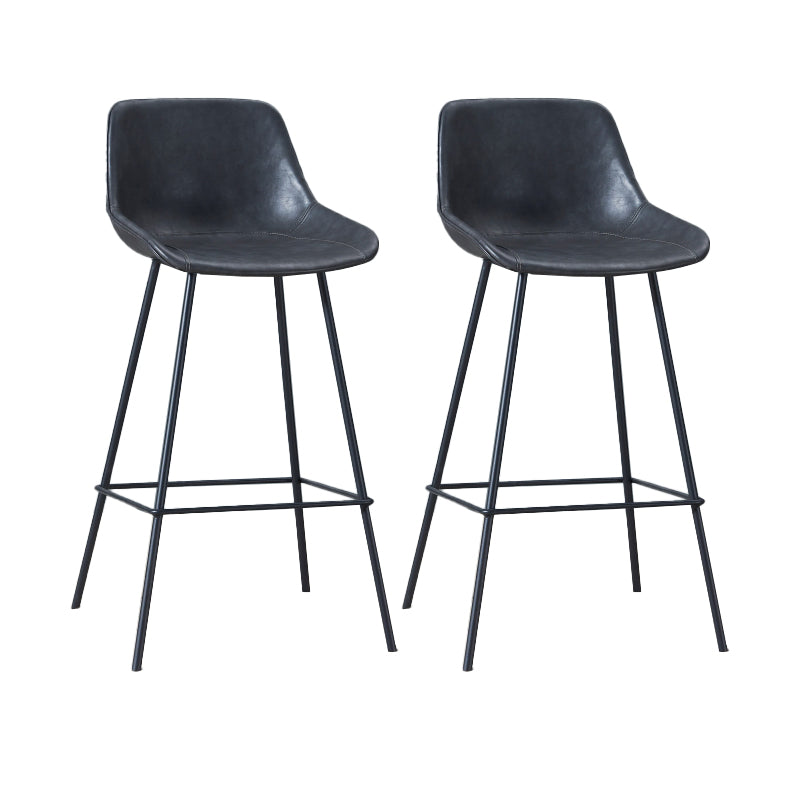Contemporary Bar-stool PU Leather Counter Bar Stool for Kitchen with 4 Metal Legs Dark Gray 2 Piece Set Clearhalo 'Bar Furniture' 'Bar Stools' 'bar_stools' 'furn' 'furn_bar_stools' 'Furniture' 'Kitchen & Dining Furniture' 5240899