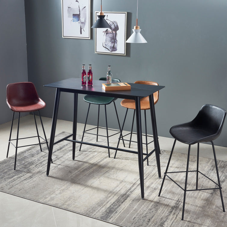 Contemporary Bar-stool PU Leather Counter Bar Stool for Kitchen with 4 Metal Legs Clearhalo 'Bar Furniture' 'Bar Stools' 'bar_stools' 'furn' 'furn_bar_stools' 'Furniture' 'Kitchen & Dining Furniture' 5240900