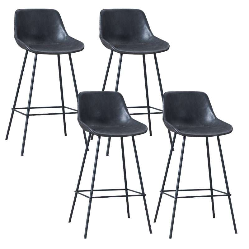 Contemporary Bar-stool PU Leather Counter Bar Stool for Kitchen with 4 Metal Legs Dark Gray 4 Piece Set Clearhalo 'Bar Furniture' 'Bar Stools' 'bar_stools' 'furn' 'furn_bar_stools' 'Furniture' 'Kitchen & Dining Furniture' 5240901
