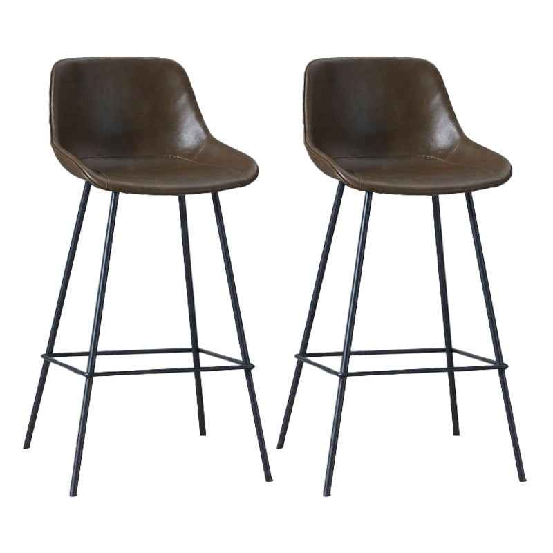 Contemporary Bar-stool PU Leather Counter Bar Stool for Kitchen with 4 Metal Legs Coffee 2 Piece Set Clearhalo 'Bar Furniture' 'Bar Stools' 'bar_stools' 'furn' 'furn_bar_stools' 'Furniture' 'Kitchen & Dining Furniture' 5240902