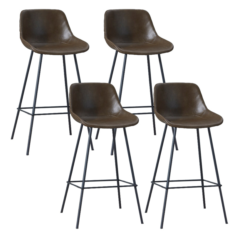 Contemporary Bar-stool PU Leather Counter Bar Stool for Kitchen with 4 Metal Legs Coffee 4 Piece Set Clearhalo 'Bar Furniture' 'Bar Stools' 'bar_stools' 'furn' 'furn_bar_stools' 'Furniture' 'Kitchen & Dining Furniture' 5240905