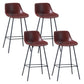Contemporary Bar-stool PU Leather Counter Bar Stool for Kitchen with 4 Metal Legs Burgundy 4 Piece Set Clearhalo 'Bar Furniture' 'Bar Stools' 'bar_stools' 'furn' 'furn_bar_stools' 'Furniture' 'Kitchen & Dining Furniture' 5240908