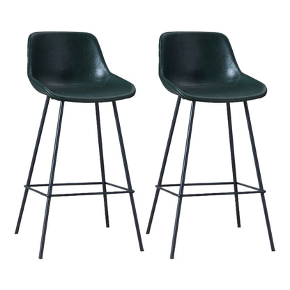 Contemporary Bar-stool PU Leather Counter Bar Stool for Kitchen with 4 Metal Legs Blackish Green 2 Piece Set Clearhalo 'Bar Furniture' 'Bar Stools' 'bar_stools' 'furn' 'furn_bar_stools' 'Furniture' 'Kitchen & Dining Furniture' 5240914