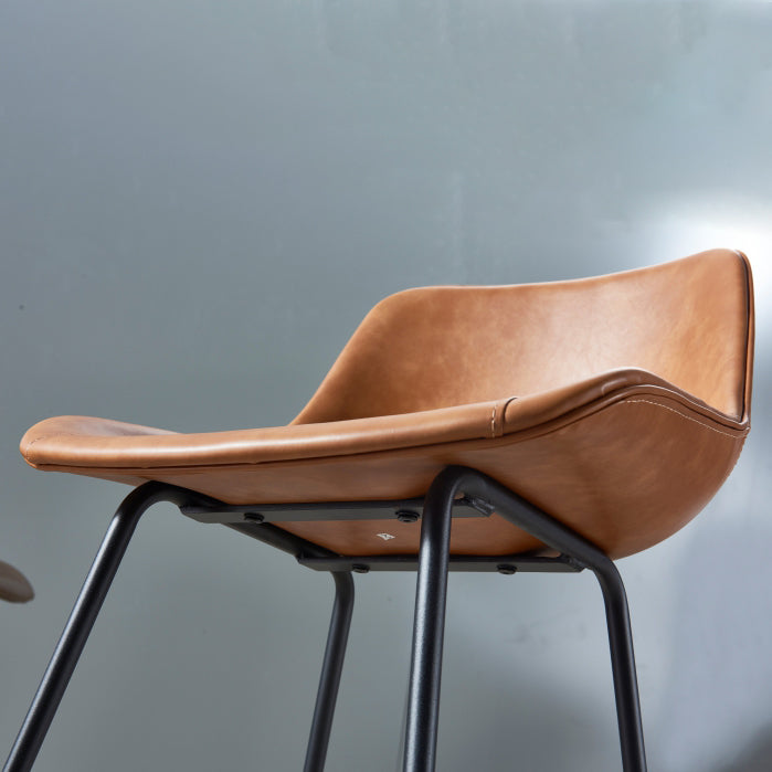 Contemporary Bar-stool PU Leather Counter Bar Stool for Kitchen with 4 Metal Legs Clearhalo 'Bar Furniture' 'Bar Stools' 'bar_stools' 'furn' 'furn_bar_stools' 'Furniture' 'Kitchen & Dining Furniture' 5240915