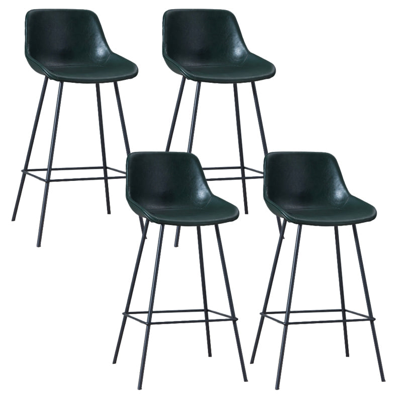 Contemporary Bar-stool PU Leather Counter Bar Stool for Kitchen with 4 Metal Legs Blackish Green 4 Piece Set Clearhalo 'Bar Furniture' 'Bar Stools' 'bar_stools' 'furn' 'furn_bar_stools' 'Furniture' 'Kitchen & Dining Furniture' 5240916