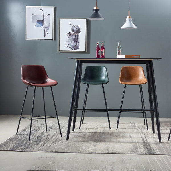 Contemporary Bar-stool PU Leather Counter Bar Stool for Kitchen with 4 Metal Legs Clearhalo 'Bar Furniture' 'Bar Stools' 'bar_stools' 'furn' 'furn_bar_stools' 'Furniture' 'Kitchen & Dining Furniture' 5240919