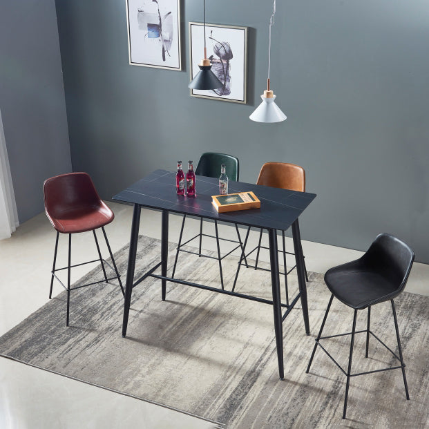 Contemporary Bar-stool PU Leather Counter Bar Stool for Kitchen with 4 Metal Legs Clearhalo 'Bar Furniture' 'Bar Stools' 'bar_stools' 'furn' 'furn_bar_stools' 'Furniture' 'Kitchen & Dining Furniture' 5240920