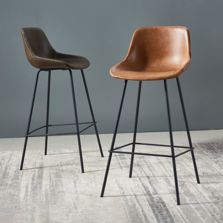 Contemporary Bar-stool PU Leather Counter Bar Stool for Kitchen with 4 Metal Legs Clearhalo 'Bar Furniture' 'Bar Stools' 'bar_stools' 'furn' 'furn_bar_stools' 'Furniture' 'Kitchen & Dining Furniture' 5240921