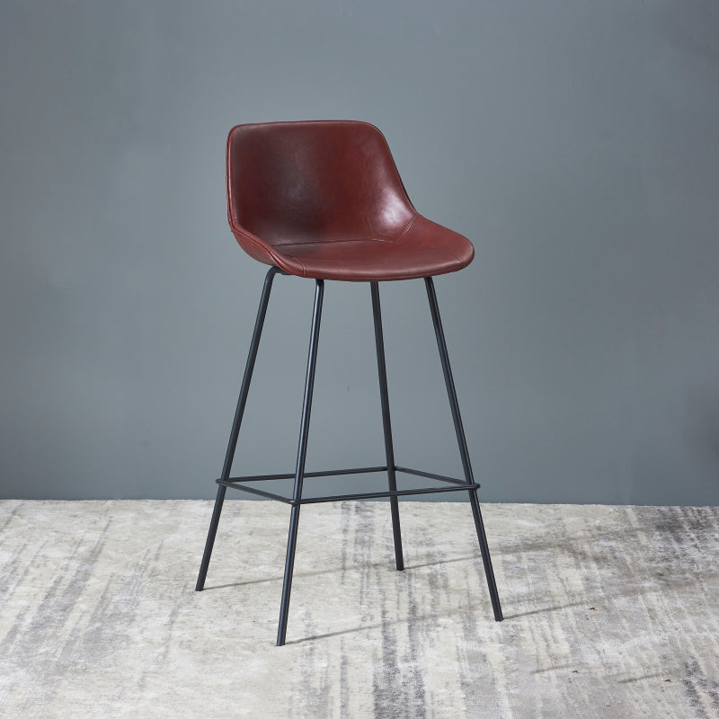 Contemporary Bar-stool PU Leather Counter Bar Stool for Kitchen with 4 Metal Legs Clearhalo 'Bar Furniture' 'Bar Stools' 'bar_stools' 'furn' 'furn_bar_stools' 'Furniture' 'Kitchen & Dining Furniture' 5240922
