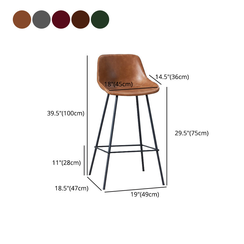Contemporary Bar-stool PU Leather Counter Bar Stool for Kitchen with 4 Metal Legs Clearhalo 'Bar Furniture' 'Bar Stools' 'bar_stools' 'furn' 'furn_bar_stools' 'Furniture' 'Kitchen & Dining Furniture' 5240923
