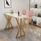 Glam 1/2/3/5 Pieces Sintered Stone Bar Table Set Fixed Table Counter Set for Dining Room 3 Pieces: Table, 2 Pink Chairs Clearhalo 'Bar Furniture' 'furn' 'furn_home_bar_bar_sets' 'Furniture' 'Home Bars & Bar Sets' 'home_bar_bar_sets' 'Kitchen & Dining Furniture' 5240953