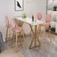 Glam 1/2/3/5 Pieces Sintered Stone Bar Table Set Fixed Table Counter Set for Dining Room 5 Pieces: Table, 4 Pink Chairs Clearhalo 'Bar Furniture' 'furn' 'furn_home_bar_bar_sets' 'Furniture' 'Home Bars & Bar Sets' 'home_bar_bar_sets' 'Kitchen & Dining Furniture' 5240956