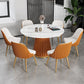 Glam Round Dining Table Set 1/2/5/7 Pieces Dinette Set with White Sintered Stone Top