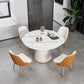 Glam Round Dining Table Set 1/2/5/7 Pieces Dinette Set with White Sintered Stone Top