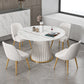 Glam Round Dining Table Set 1/2/5/7 Pieces Dinette Set with White Sintered Stone Top