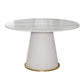 Glam Round Dining Table Set 1/2/5/7 Pieces Dinette Set with White Sintered Stone Top