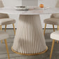 Glam Round Dining Table Set 1/2/5/7 Pieces Dinette Set with White Sintered Stone Top
