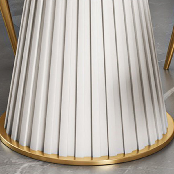 Glam Round Dining Table Set 1/2/5/7 Pieces Dinette Set with White Sintered Stone Top