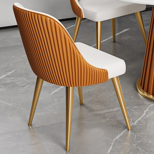 Glam Round Dining Table Set 1/2/5/7 Pieces Dinette Set with White Sintered Stone Top