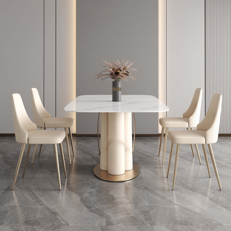 Luxury Sintered Stone Top Dining Set Rectangle 1/4/5/7 Pieces Dinette Table Set Clearhalo 'Dining Room Sets' 'Dining Tables & Seating' 'dining_room_set' 'furn' 'furn_dining_room_set' 'Furniture' 'Kitchen & Dining Furniture' 5241106