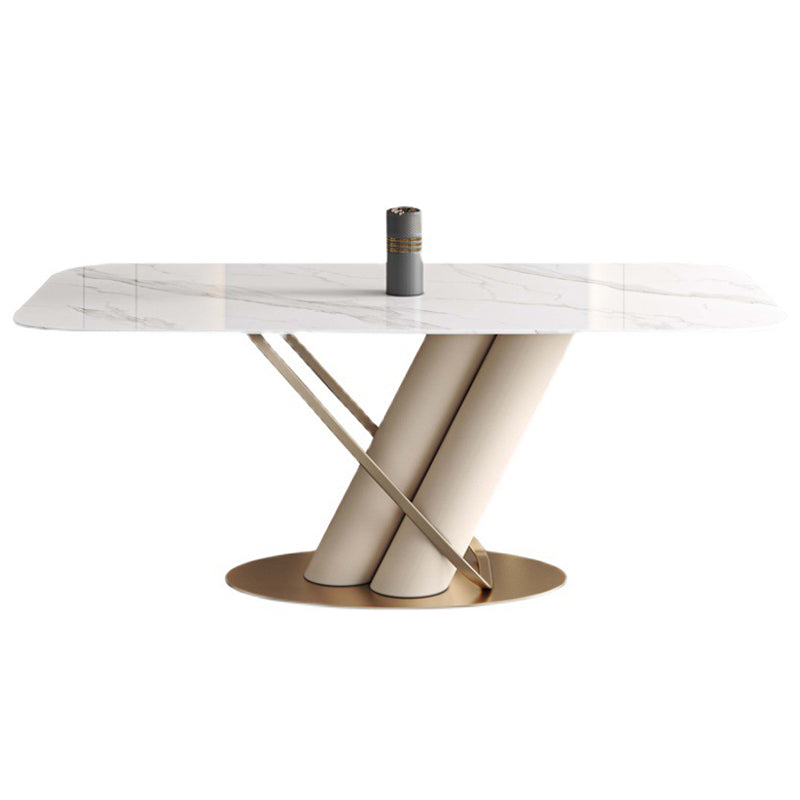 Luxury Sintered Stone Top Dining Set Rectangle 1/4/5/7 Pieces Dinette Table Set White 70.9"L x 35.4"W Clearhalo 'Dining Room Sets' 'Dining Tables & Seating' 'dining_room_set' 'furn' 'furn_dining_room_set' 'Furniture' 'Kitchen & Dining Furniture' 5241108