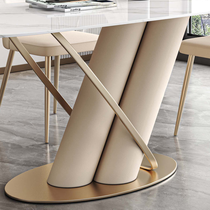 Luxury Sintered Stone Top Dining Set Rectangle 1/4/5/7 Pieces Dinette Table Set Clearhalo 'Dining Room Sets' 'Dining Tables & Seating' 'dining_room_set' 'furn' 'furn_dining_room_set' 'Furniture' 'Kitchen & Dining Furniture' 5241110