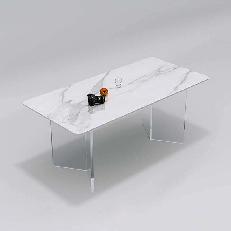 Ensemble de table à manger en pierre agglomérée rectangulaire moderne, ensemble de salle à manger 1/2/5/6/7 pièces