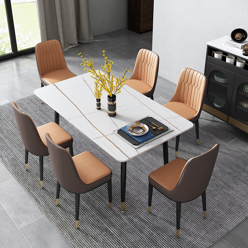 Set dinette rettangolare Glam Set tavolo da pranzo da 1/2/5/7 pezzi con piano in pietra sinterizzata