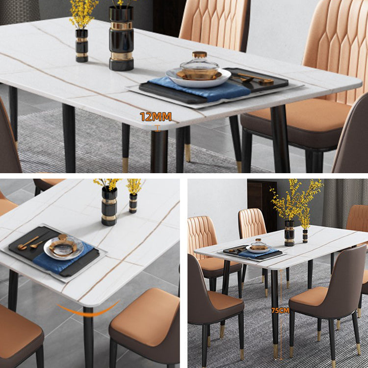 Set dinette rettangolare Glam Set tavolo da pranzo da 1/2/5/7 pezzi con piano in pietra sinterizzata