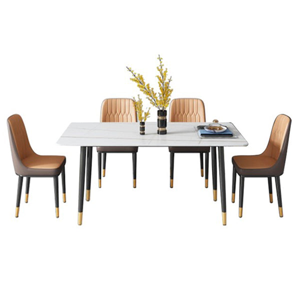 Set dinette rettangolare Glam Set tavolo da pranzo da 1/2/5/7 pezzi con piano in pietra sinterizzata