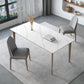 Designerstijl gesinterde stenen eettafelset rechthoekig 1/3/4/5/7-delige dinettetafelset