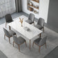 Designerstijl gesinterde stenen eettafelset rechthoekig 1/3/4/5/7-delige dinettetafelset