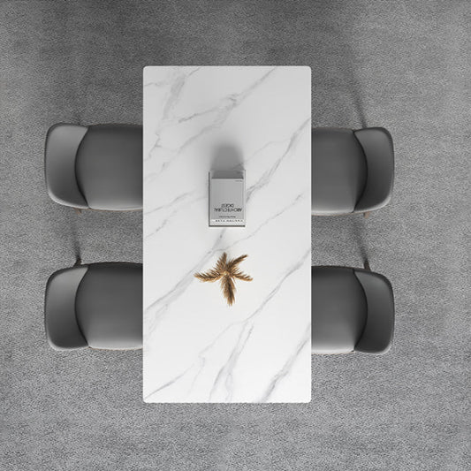 デザイナースタイルの焼結ストーントップダイニングセット長方形1/3/4/5/7ピースディネットテーブルセット