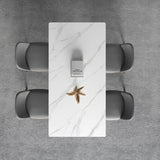 デザイナースタイルの焼結ストーントップダイニングセット長方形1/3/4/5/7ピースディネットテーブルセット