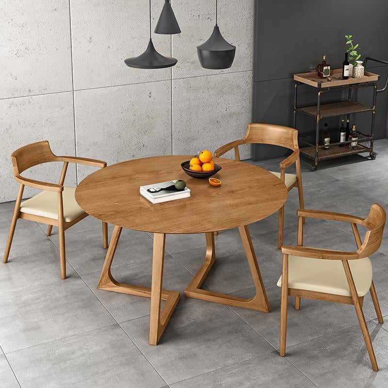 Modern Style Round Solid Wood Dining Set 1/2/4/5 Pieces Dining Set for Dining Areas 4 Pieces: Table, 3 Chairs Clearhalo 'Dining Room Sets' 'Dining Tables & Seating' 'dining_room_set' 'furn' 'furn_dining_room_set' 'Furniture' 'Kitchen & Dining Furniture' 5241209