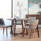 Mesa de comedor redonda de madera maciza de pino, mesa moderna con pedestal doble