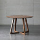 Mesa de comedor redonda de madera maciza de pino, mesa moderna con pedestal doble