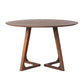 Mesa de comedor redonda de madera maciza de pino, mesa moderna con pedestal doble