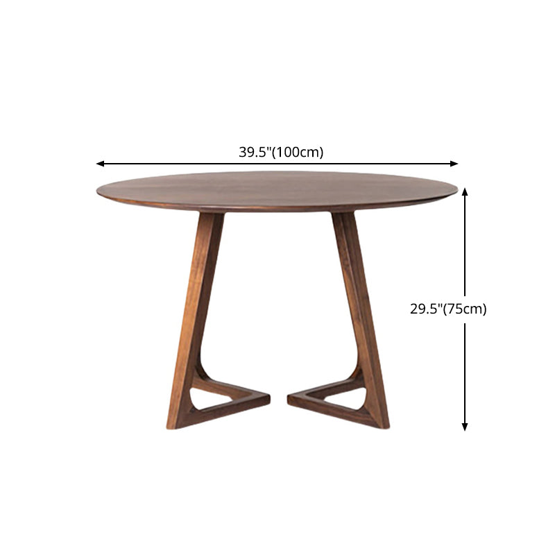 Mesa de comedor redonda de madera maciza de pino, mesa moderna con pedestal doble