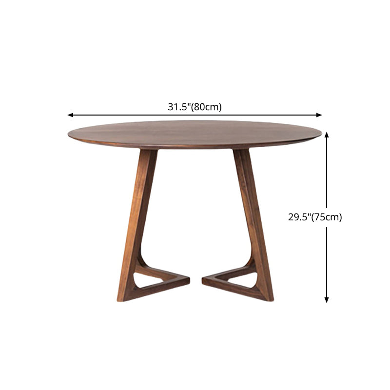 Mesa de comedor redonda de madera maciza de pino, mesa moderna con pedestal doble