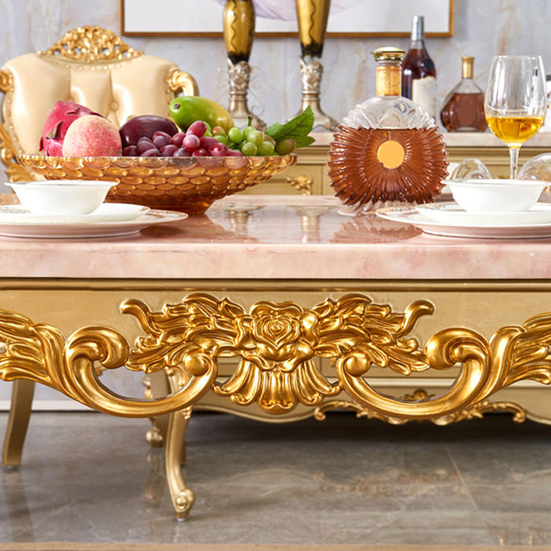 Rectangle 4 Legs Victorian Table Fixed Table with Marble Top Clearhalo 'Dining Tables & Seating' 'Dining Tables' 'dining_table' 'furn' 'furn_dining_table' 'Furniture' 'Kitchen & Dining Furniture' 5241262