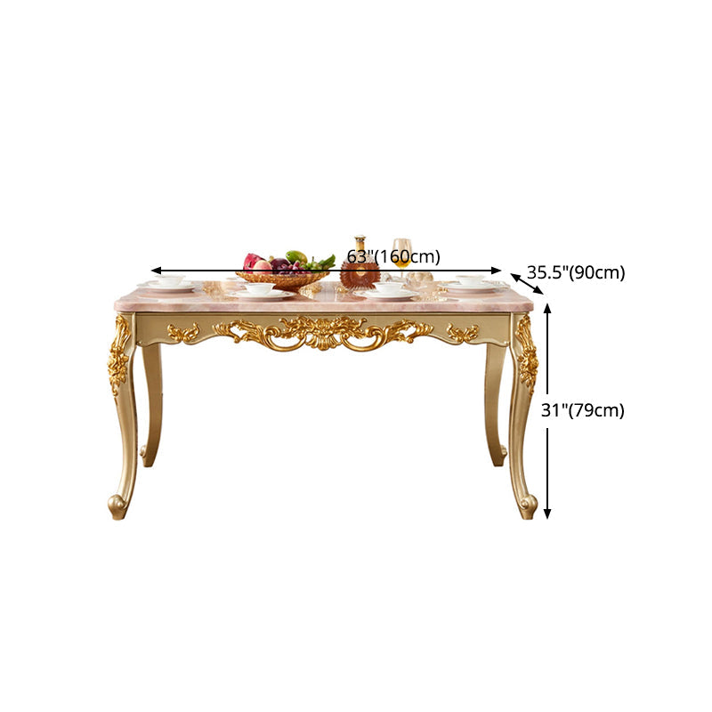 Rectangle 4 Legs Victorian Table Fixed Table with Marble Top Clearhalo 'Dining Tables & Seating' 'Dining Tables' 'dining_table' 'furn' 'furn_dining_table' 'Furniture' 'Kitchen & Dining Furniture' 5241268
