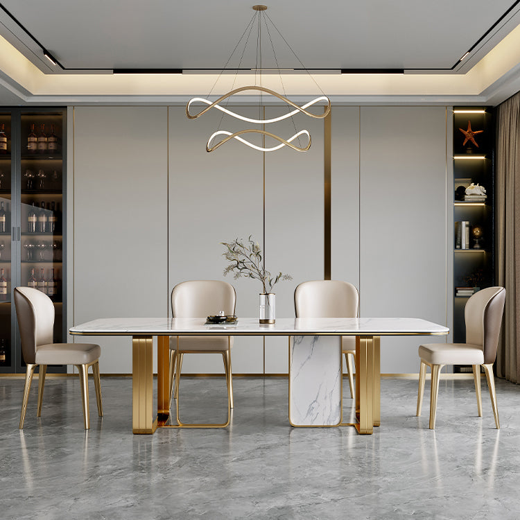 Traditional Luxury Furniture Rectangle Double Pedestal Dining Room Table for Home 63"L x 39.4"W x 29.5"H Without Chairs Clearhalo 'Dining Tables & Seating' 'Dining Tables' 'dining_table' 'furn' 'furn_dining_table' 'Furniture' 'Kitchen & Dining Furniture' 5241290