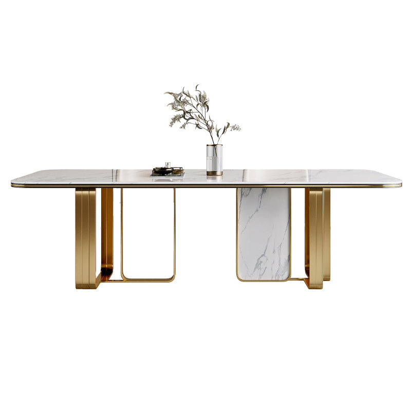 Traditional Luxury Furniture Rectangle Double Pedestal Dining Room Table for Home Clearhalo 'Dining Tables & Seating' 'Dining Tables' 'dining_table' 'furn' 'furn_dining_table' 'Furniture' 'Kitchen & Dining Furniture' 5241293