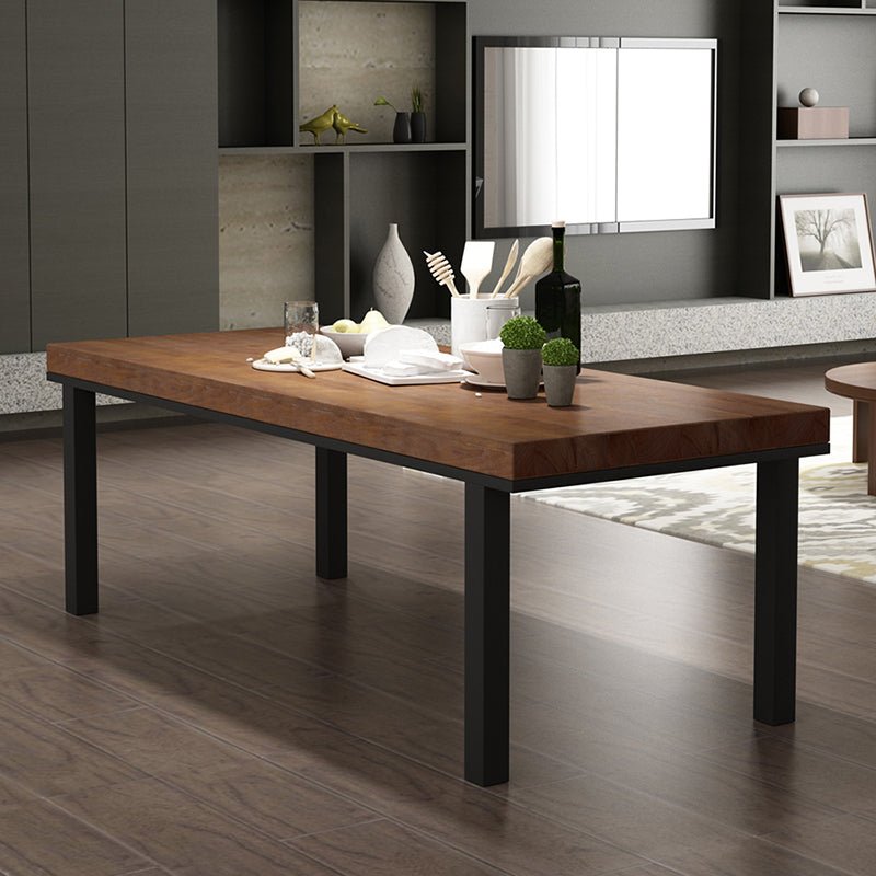 Mesa marrón industrial para mesa de comedor de restaurantes con black metal 4 patas