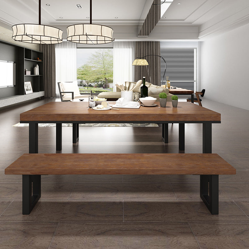 Mesa marrón industrial para mesa de comedor de restaurantes con black metal 4 patas